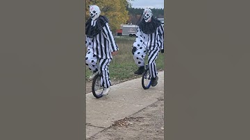 Killer Clowns on unicycles 🤡 #halloween #circus #scary #killer #unicycle #costume #funny #horror