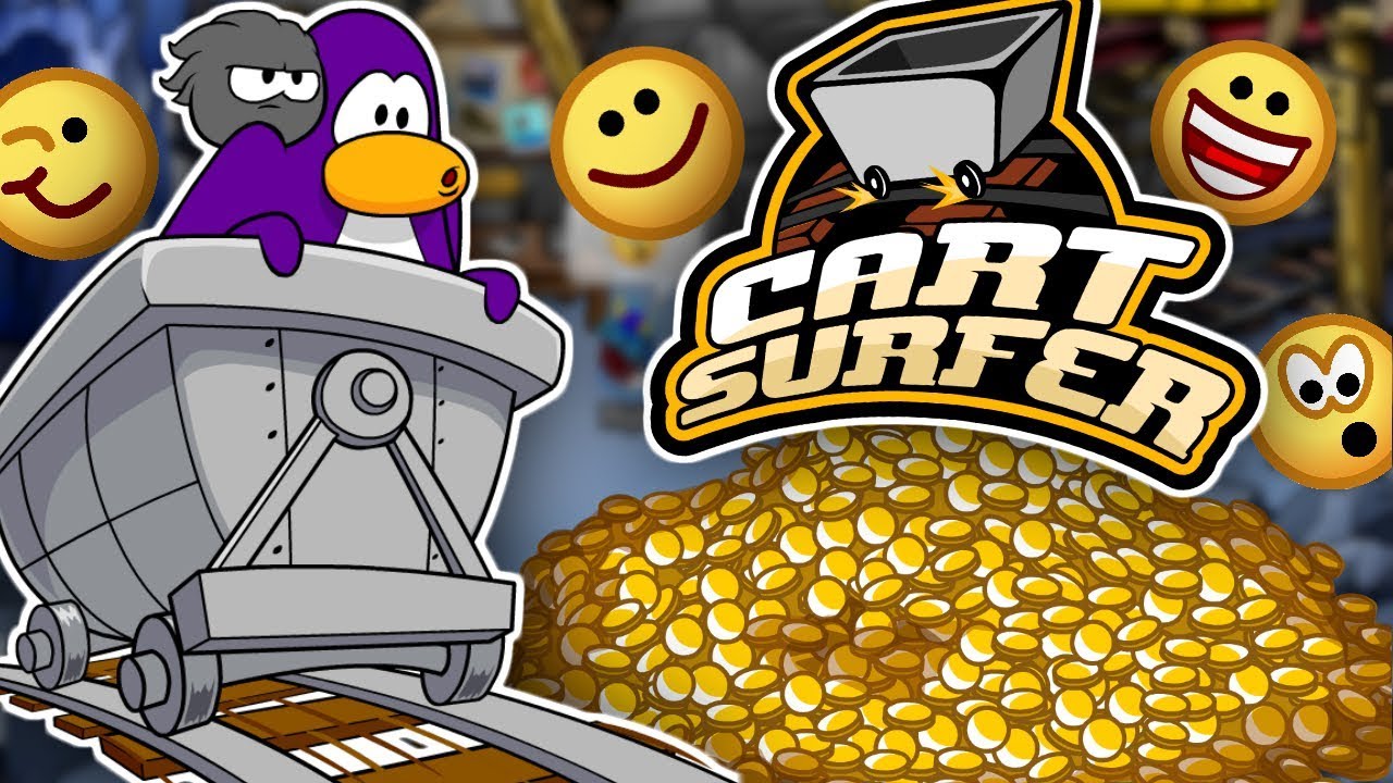 How To Earn Coins Fast!!! Cart Surfer - Club Penguin Rewritten - Youtube