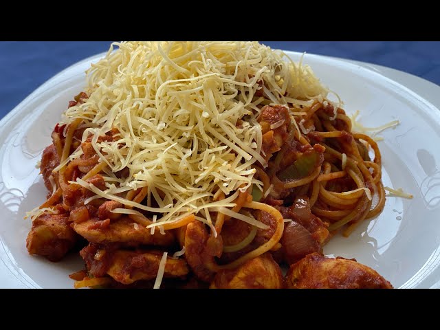 High protein/carbs pre workout meal for gains spaghetti with chicken and veggies and tomato sauce class=