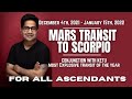 Mars Transit Scorpio - (Dec 4th - Jan15th) - All Ascendants- Conjunction with Ketu/ Explosive energy