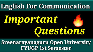 English For Communication|Important Questions|SGOU FYUG 1st Semester