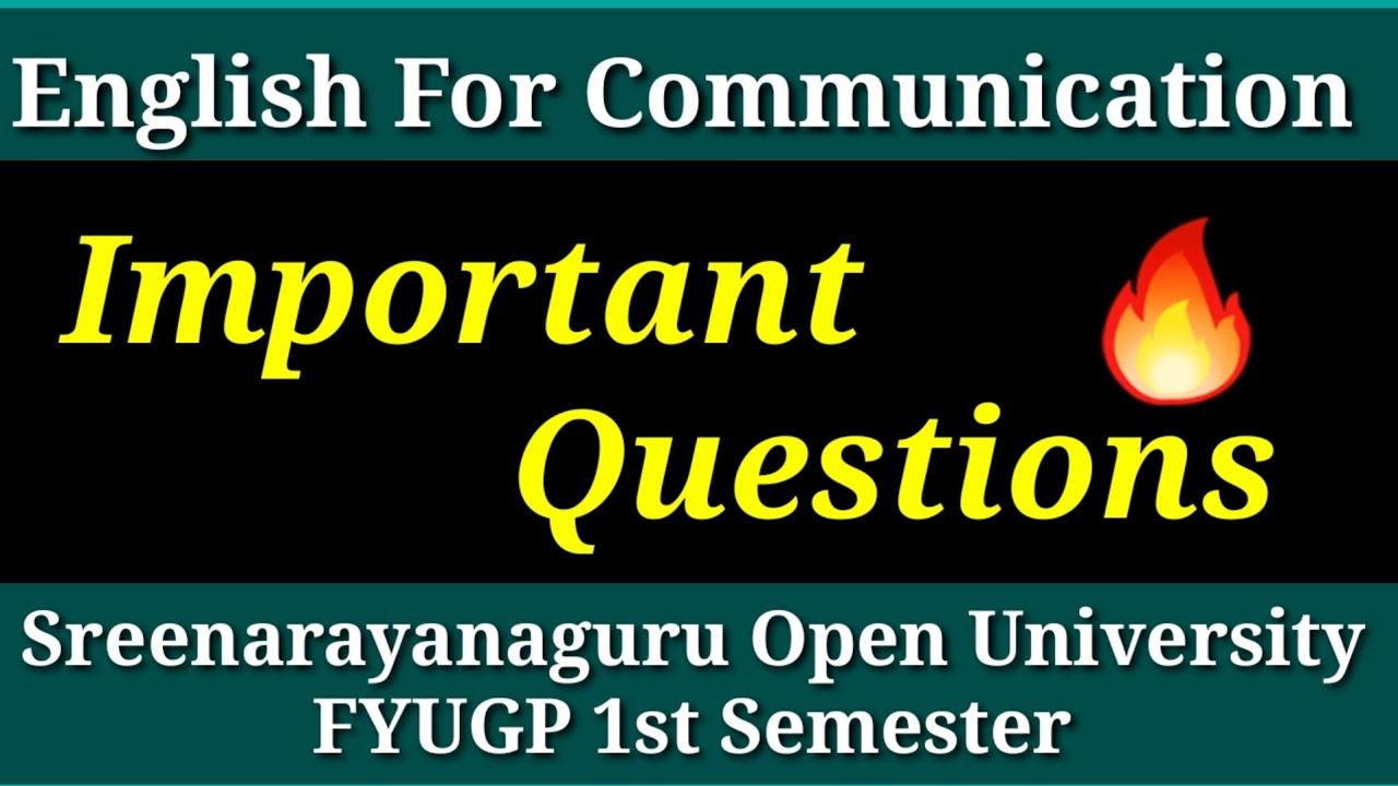 English For Communication|Important Questions|SGOU FYUG 1st Semester