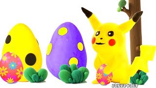pikachu easter egg hunt surprise toys opening for kids baby play doh cartoons stop motion animations