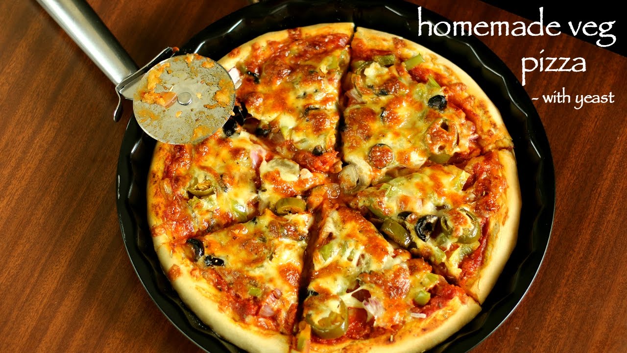 veg pizza recipe | veggie pizza recipe | vegetable pizza recipe | Hebbar Kitchen