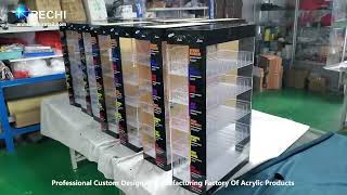 RECHI |Custom Acrylic Display Factory| Acrylic Vape E-Liquid Display Cabinet with Pusher System