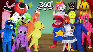 VR 360° New Rainbow Friends VS New Poppy Playtime In Real Life  Friday Night Funkin' Remake Final