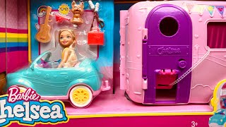 Barbie Chelsea Doll with Toy Car and Camper Playset, Blonde Chelsea Doll with Toy Puppy