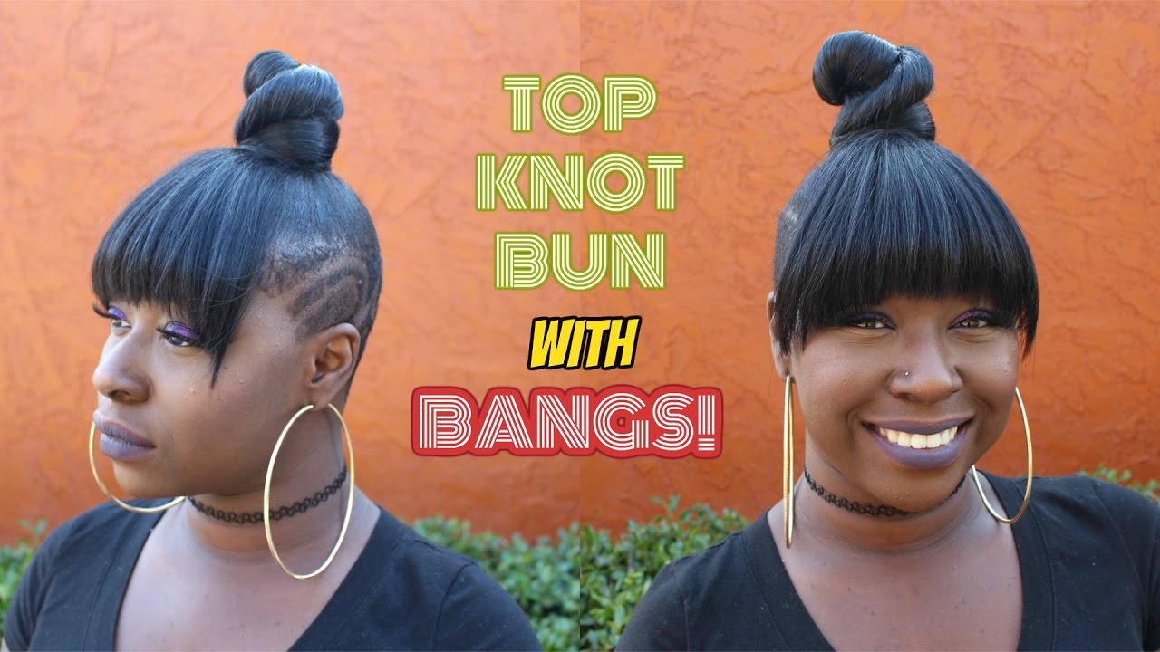 How To Topknot Ninja Bun With Bangs Relaxed Short Hair Youtube