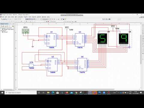 simple Digital stop watch circuit in multisim software mini project
