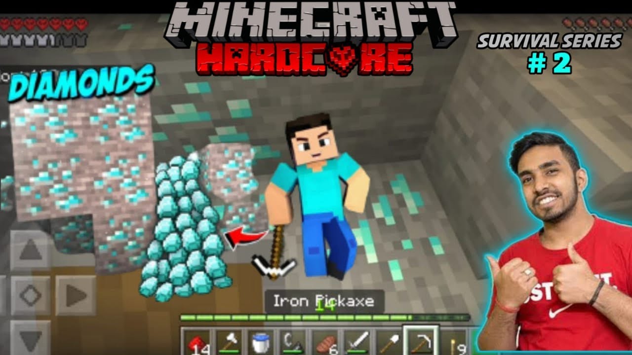Finding DIAMONDS in Minecraft Hardcore SURVIVAL #2 - YouTube