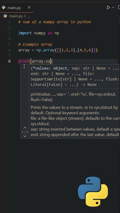 sum of all elements in a numpy array in python - YouTube