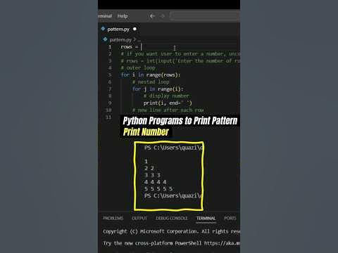 Print Number Pattern in Python #python - YouTube