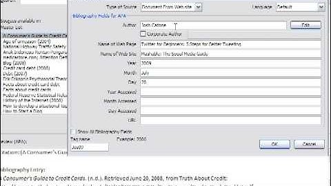 Word 2007: How to create bibliography
