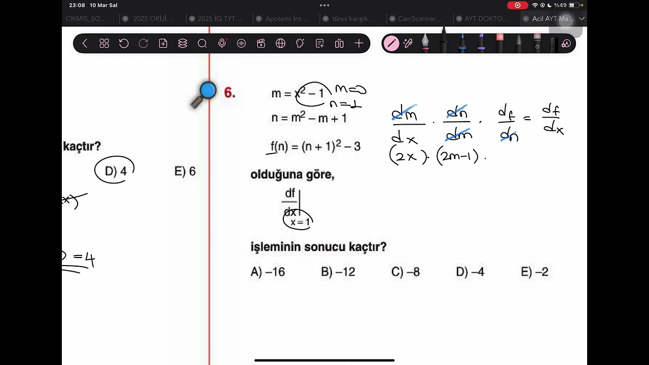 AYT MATEMATİK|| Bileşke Fonksiyonun Türevi
