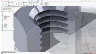 SolidWorks Tutorial | How to create threads on a Nut M10   EXPLAIN  step by step