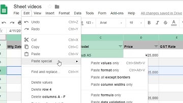 How to paste special in Google sheets | Paste data validation, conditional formatting, Column width