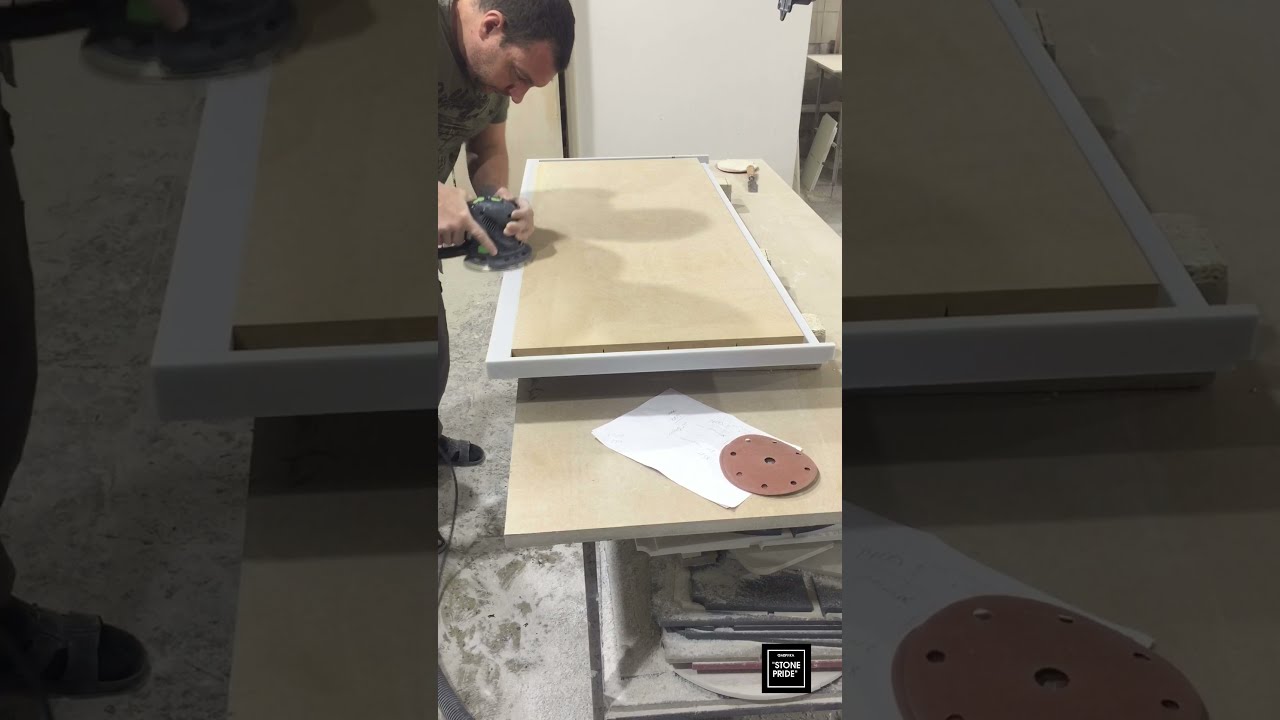Изготовление столешницы из акрилового камня. #столешница #камень #акрил ...