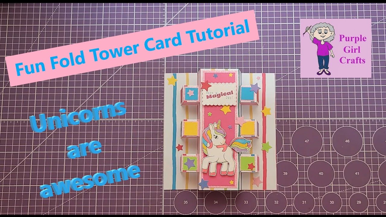Unicorn tower card tutorial with a fun fold twist - YouTube