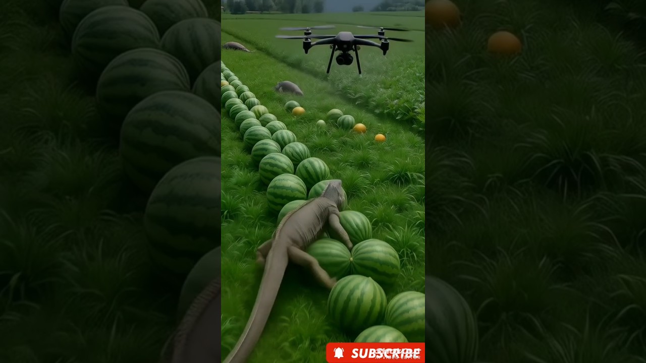Strange animal entered the watermelon🍉 and was drone 