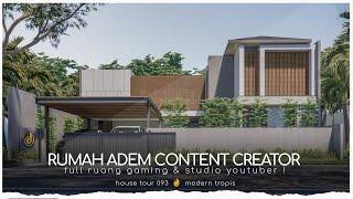 Desain Rumah Elegan Adem Untuk Content Creator 18X18M Full Ruang Gaming & Studio Youtuber