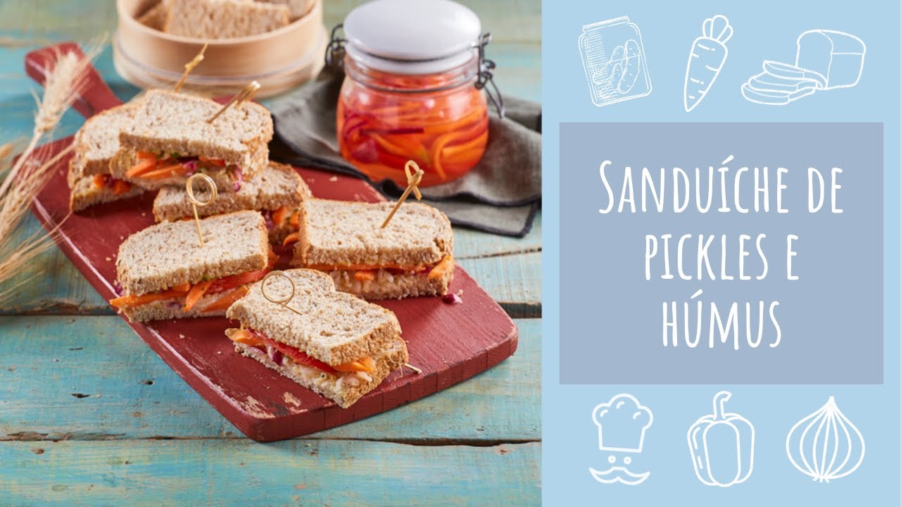 Sanduíche de pickles e húmus (receita fácil e e