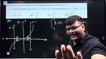 4. Area bounded by the curve y = x3, the x-axis and the ordinates x = -2 and x = 1 is