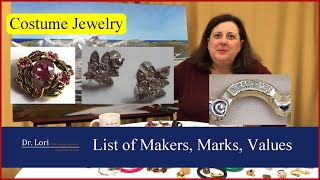 List of Costume Jewelry Values, Designers and their Marks by Dr. Lori