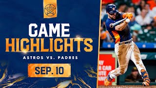 Padres vs. Astros Game Highlights (9\/10\/23) | MLB Highlights