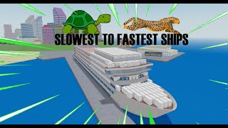 SLOWEST TO FASTEST SHIPS IN CRUISE SHIP TYCOON!!! | ROBLOX