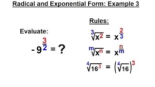 ALGEBRA & PRE-ALGEBRA REVIEW: Ch 2 Review (13 of 54) Radical & Exponential Form: Ex. 3