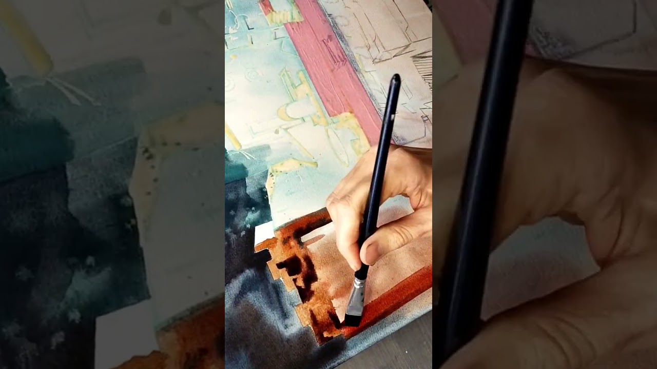 Комната с печами, акварель 56×38 см 