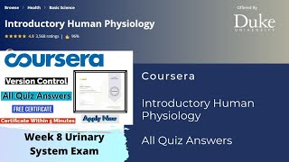 Physiology of Human Urinary System Exam Quiz Answers ||Free certificate coursera physiology