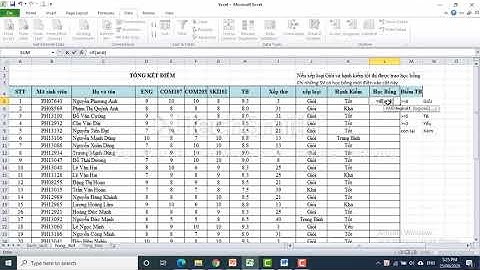 Excel: Tính học bổng dùng hàm if, and