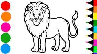 How To Draw Cartoon Lion Step by Step | Drawing and Coloring a Cute Lion | Lion Drawing