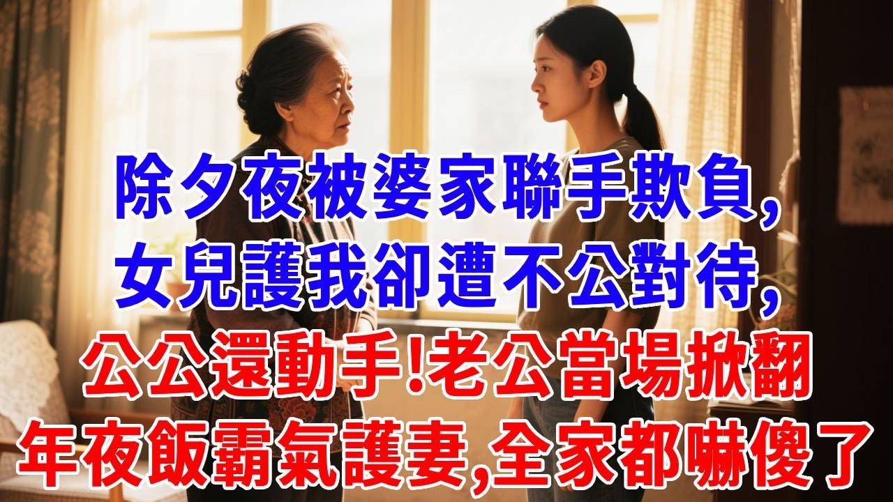 除夕夜被婆家聯手欺負，女兒護我卻遭不公對待，公公還動手！老公當場掀翻年夜飯霸氣護妻，全家都嚇傻了！