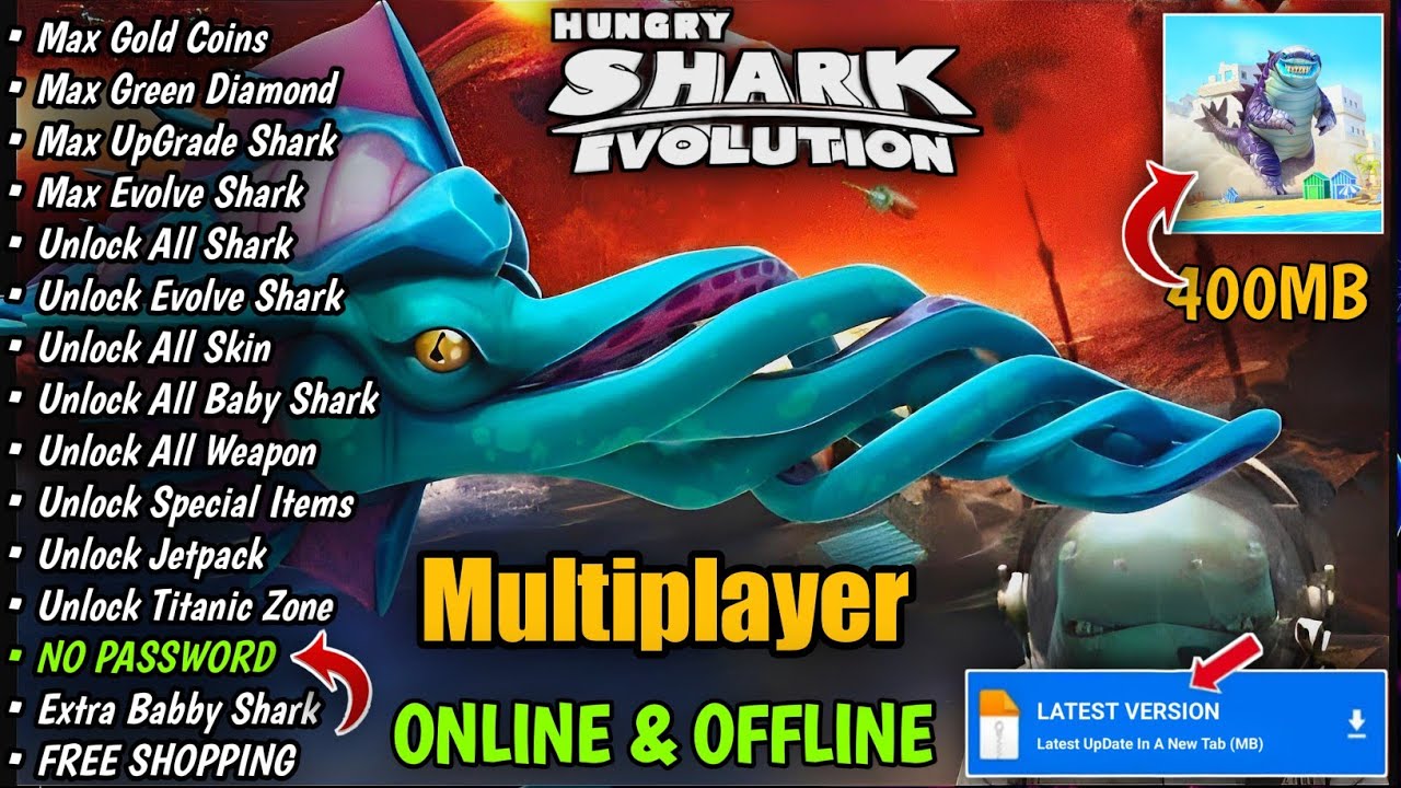 Hungry Shark Evolution Mod Apk 13.2.3 Latest Unlimited Money &
