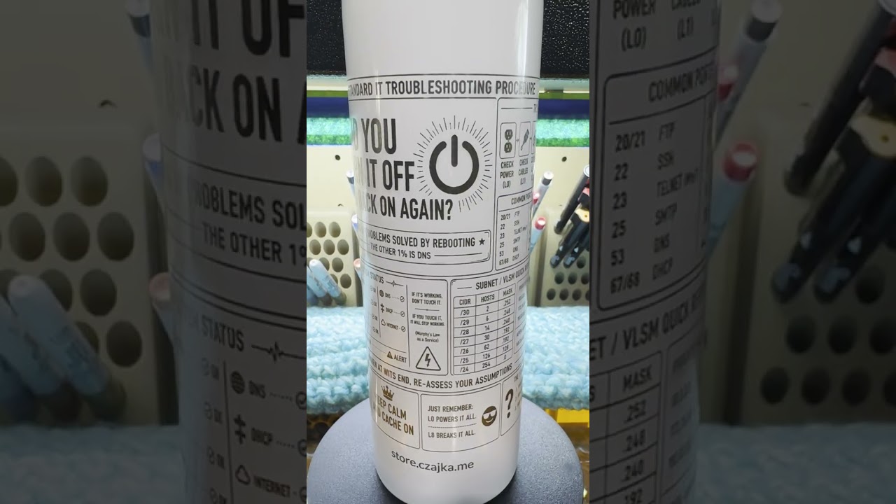 IT Troubleshooting Tumbler Wrap – OSI Model Quick Reference – 2-Tone Laser Engraving Design