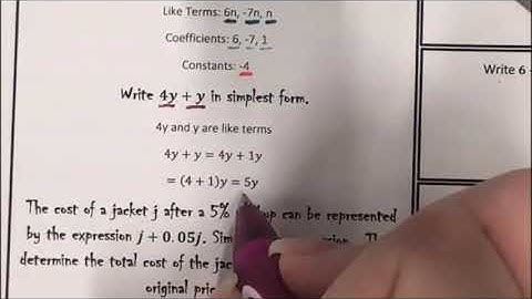 Chapter 5 Lesson 5 Simplify Algebraic Expressions Gryffindor Math 7