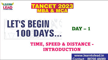 TANCET 2023 | MBA & MCA | DAY 1 | 100 Days Crash Course | Time, Speed & Distance | #tancet2023