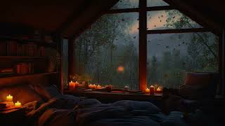 Relaxing Rain on the Window to Sleep in 15 Minutes - Soothing Piano Music in a Warm Room for Sleep