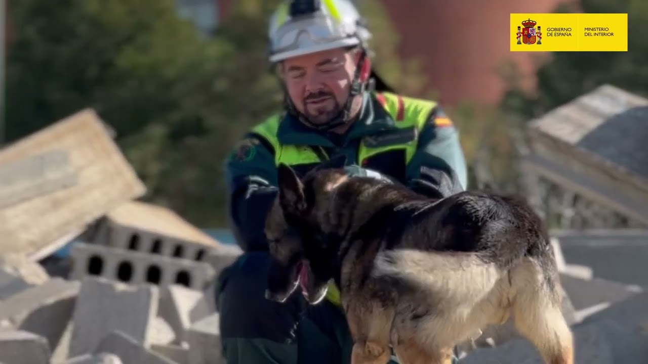 Entrenamiento de agentes caninos de Guardia Civil en la Escuela de Protección Civil
