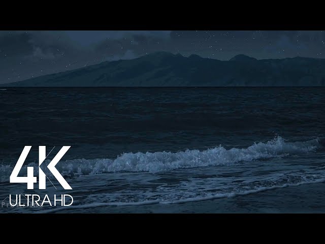 8 HOURS Tropical Beach at Night - 4K UHD - Relaxing Waves Sounds for Sleep class=