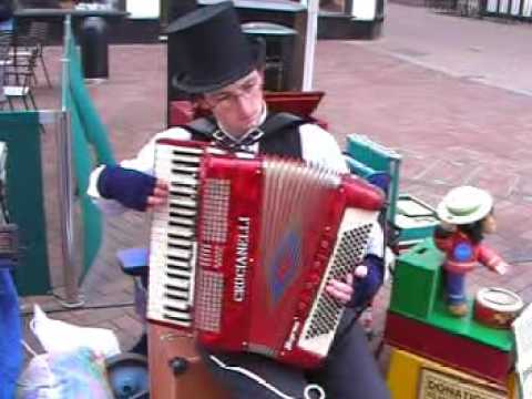 Street Entertaining with Piano Accordion in the beautiful Cathedral City of Hereford (England) at a Victorian Christmas Street Market. I'm quite used to busking with automatic street organs (mechanical organs being my main hobby), but playing the accordion in this situation is still quite new! Indeed it's only two and a bit years since I first picked up an accordion (bought an old one at a car boot sale!), or any keyboard instrument for that matter, and being completely self-taught practice I had to fit around a busy university study schedule. Anyway, despite the bitterly cold temperatures all day, I gave it my best shot, and have edited together this video from footage taken by my father for you all to enjoy in the warm comfort of indoors! I've not long had this particular accordion (a couple of weeks), which is a beautiful Crucianelli 120-bass Italian Piano Accordion, this being the first time out. As well the lovely traditional musette sound from the internal reeds in the usual way, the instrument now has a brand new MIDI system fitted, which through use of a Roland accordion expander enables hundreds of sounds to be synthesised in real time to add great variety to the music produced. One can also turn off the actual treble and/or bass reeds to have purely electronic sounds for melody, chords or bass, or naturally use as a traditional acoustic instrument with no electronics at all, so the possibilities are endless. (see my other videos for one giving a quick demo of <b>...</b>