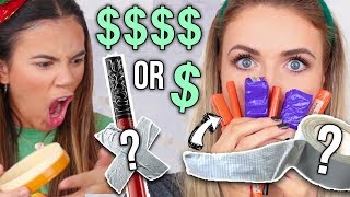 Full Face GUESSING Drugstore or High-End Makeup CHALLENGE!? (THIS WAS SO HARD) w Adelaine Morin