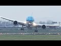 Storm! Crosswind Landings during a STORM at Amsterdam Schiphol - 50 Minutes version