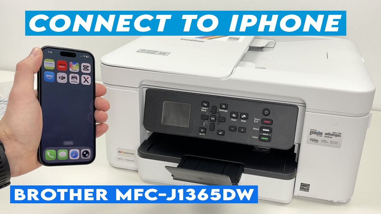 Brother MFC-J1365DW : How to Setup With Iphone Using Wi-Fi - YouTube