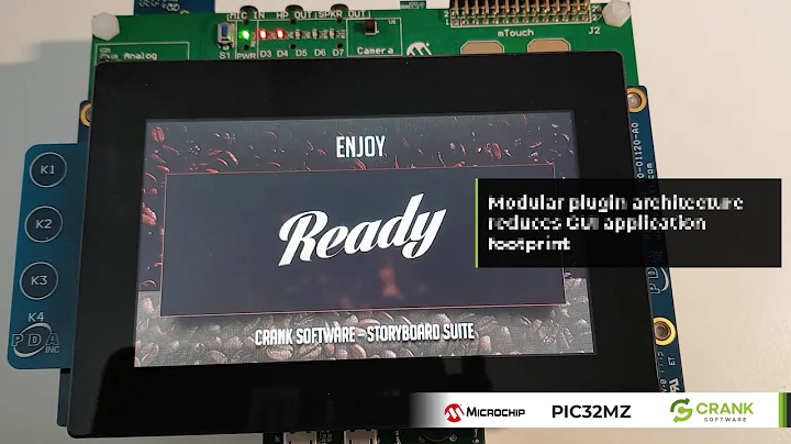Microchip PIC32MZ demo image | Coffee maker GUI using Crank Storyboard