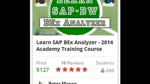 Online Course To Learn In Depth SAP BW Business Explorer BEx Analyzer & Query Designer Tools