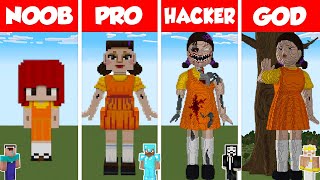 Minecraft Squid Game Doll Build Challenge - Noob Vs Pro Vs Hacker Vs God / Animation