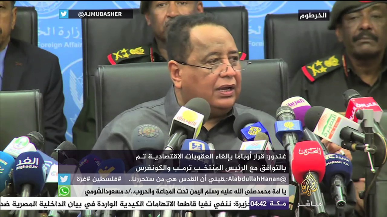 وزير الخارجية السوداني: قرار أوباما بإلغاء العقوبات الاقتصادية تم بالتوافق مع ترمب والكونغرس